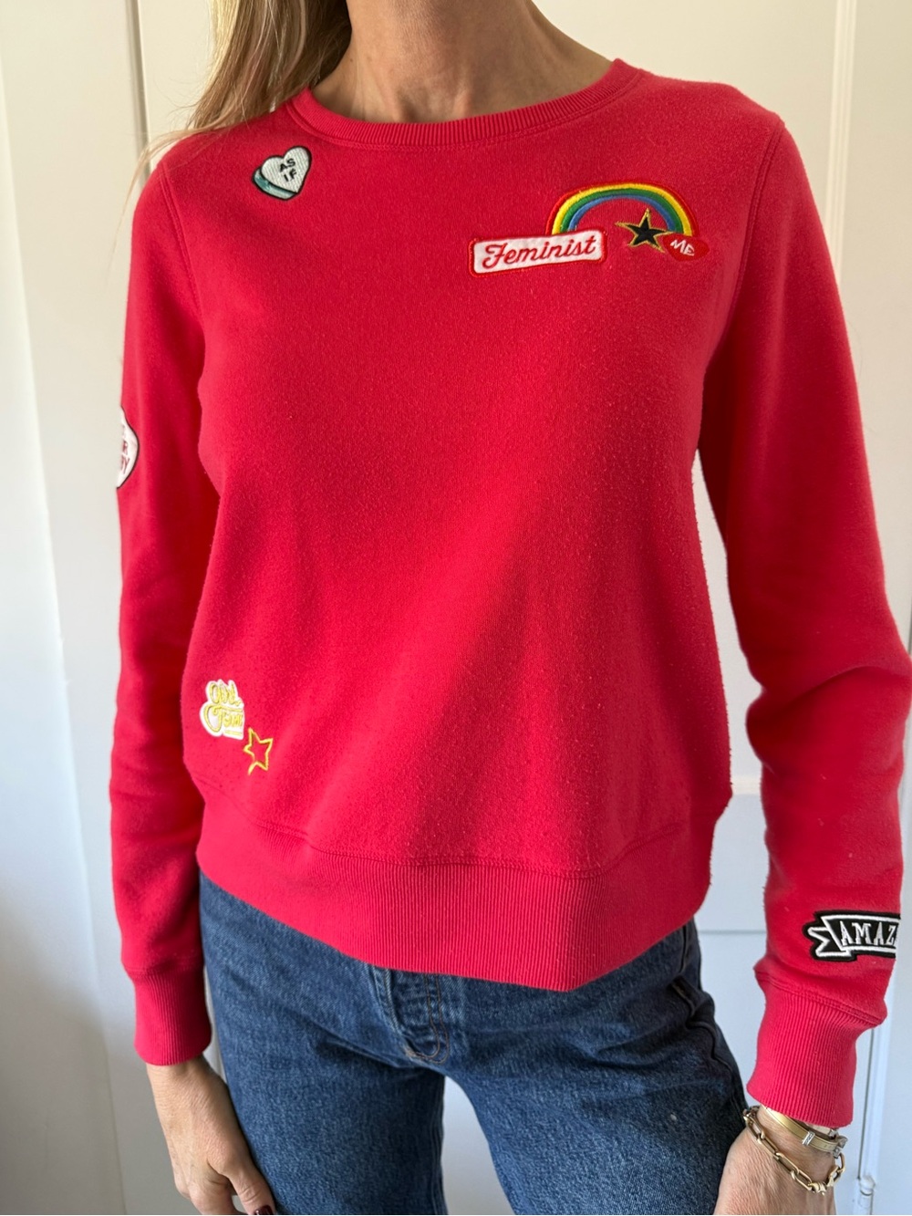 Rebecca Minkoff Red Patch-Appliqué Sweatshirt